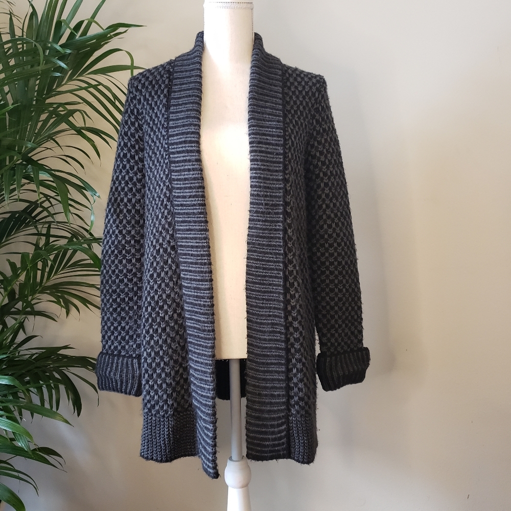 Chunky Knit Black and Grey Cardigan